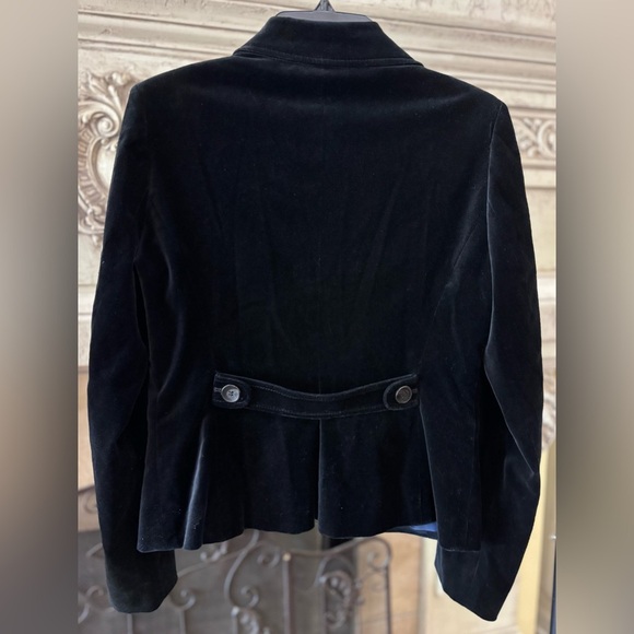Black Velour Fitted Blazer Jacket Size 6 Ann Taylor Loft - Picture 2 of 10